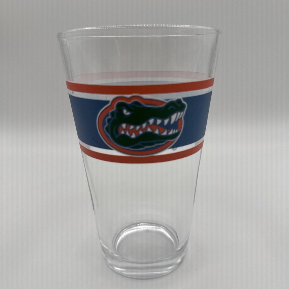 Florida Gators NCAA 16oz Pint Glass Blue Orange Logo Barware Fan Cup
